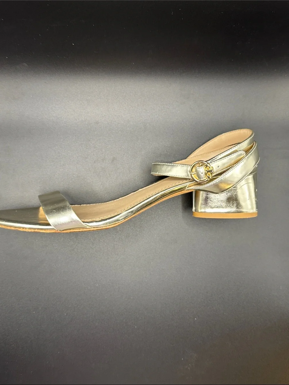 Tory Burch Metallic Silver Ankle-Strap Flat Sandals